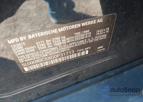 2016 BMW X5 xDrive35I z USA, uszkodzony, nr VIN 5UXKR0C5XG0P31713